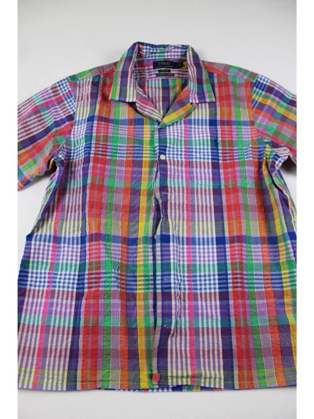Ralph Lauren Polo Multicolor Madras Plaid Button-Down Shirt Classic Fit Large